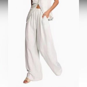 Sundays Tristan Wide Leg Linen Pants in Sky Gray